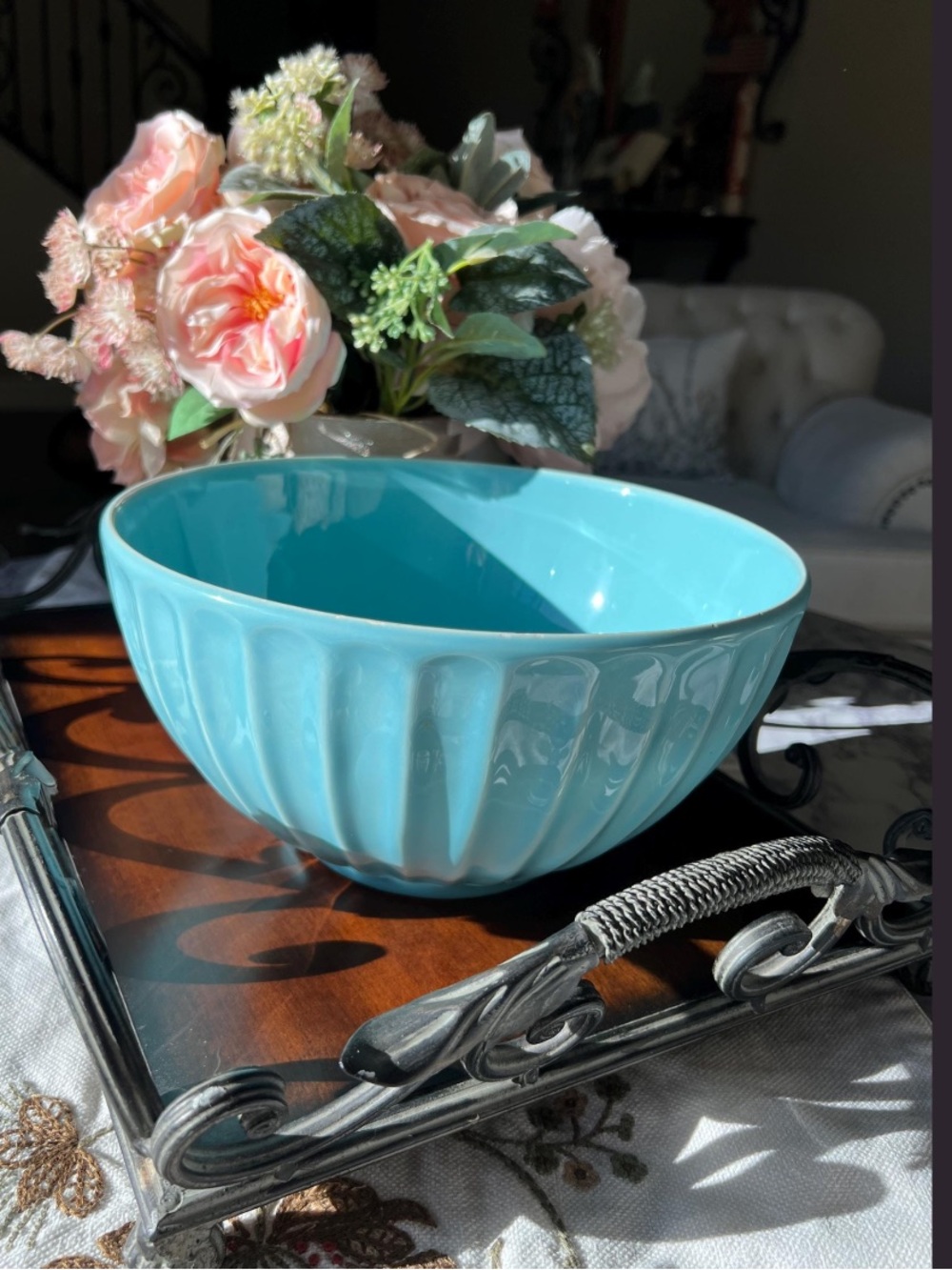 Primagera Tiffany Blue 10" Serving/Mixing Bowl made in Portugal